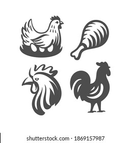 logo chicken and rooster emblems on white background