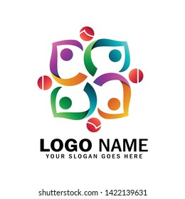 Logo of child adoption and charitable foundations, symbol of happy family, midwives, community, and social relations