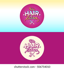 The logo and the logo of children hair salon. Vector illustration