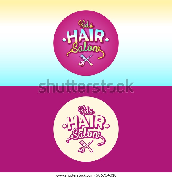 The logo and the logo of children hair\
salon. Vector illustration
