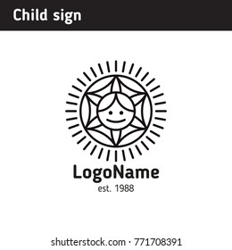 Logo of a child's face in a flower, the general concept of the sun