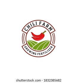 logo for chilli farm with red chilli illustration