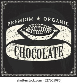 logo chocolate vintage vector logo template of premium craft chocolate label on grunge blackboard background logo chocolate cocoa tan classical scenery work product bean bar black abstraction nutrient
