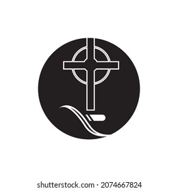 logo of christian cemetery vector illustration design template