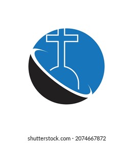logo of christian cemetery vector illustration design template