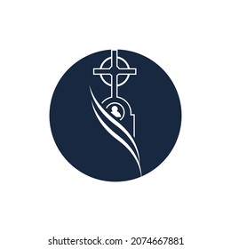 logo of christian cemetery vector illustration design template