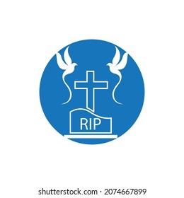 logo of christian cemetery vector illustration design template