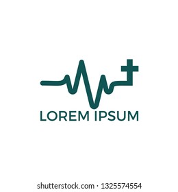 Logo for the Christian Church Living Church pulse of life. Heartbeat pulse line with religious sign.