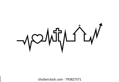 Logo for the Christian Church Living Church pulse of life, cardiogram