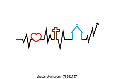 Logo for the Christian Church Living Church pulse of life, cardiogram