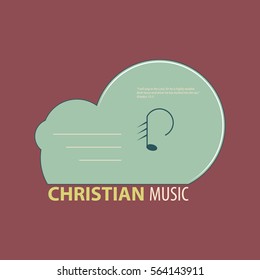 Logo Christian music studio. Icon of the music CD and the clouds with Christian overtones.