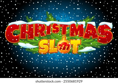 LOGO Christmas slot with Christmas golden ball and jackpot symbol 777 for slot game