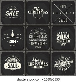 logo christmas vector new sale year vintage holiday merry set of new year and christmas trading classic chalk text seal on a chalkboard logo christmas vector new sale year vintage holiday merry happy