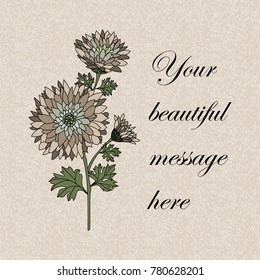 logo with chrysanthemum beige on beige background