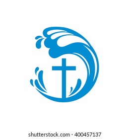 Cross Wave Icon Christian Symbol Design Stock Vector (Royalty Free ...