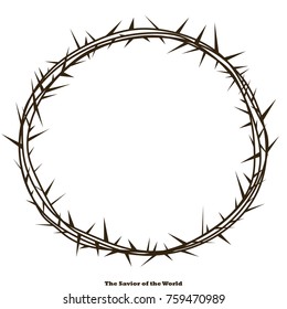 Logo of the Church. Christian symbols. Crown of the Crown. Jesus is alive. Crown of thorns of Jesus. Jesus has resurrected. The inscription "The Savior of the World". Vector illustration.