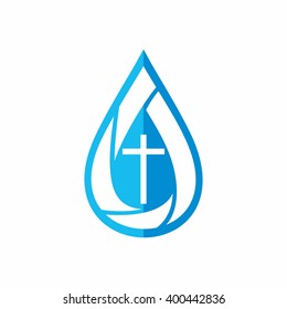 Logo church. Christian symbols. A drop. Jesus - the source of living water.