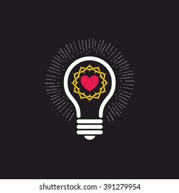 Logo church. Christian symbols. Lamp and crown of thorns