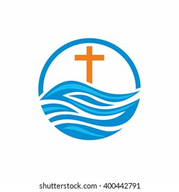 Logo Church Christian Symbols Waves Cross Stock Vector (Royalty Free ...