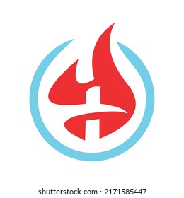 logo Icono de la iglesia de la luz de fuego y círculo Icono de diseño Elemento de diseño símbolo del vector ilustración de diseño creativo