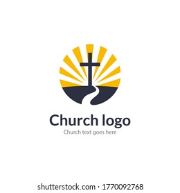 Logo church road cross Jesus mountain catholic dove religion. Worship pray church logo