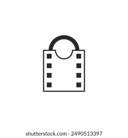 Logo cinema bag shopping unique design minimalist with blank background
