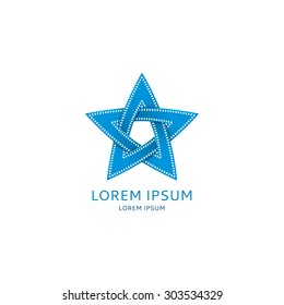 Logo of cinema's star vector illustration. Concept of logo cinema in the form of star with film's tape.