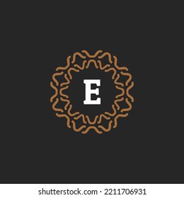 logo circle badge letter E. ethnic pattern emblem unique and elegant.