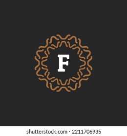 logo circle badge letter F. ethnic pattern emblem unique and elegant.
