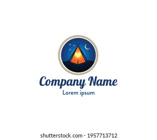 Logo circle camping night mountain love 