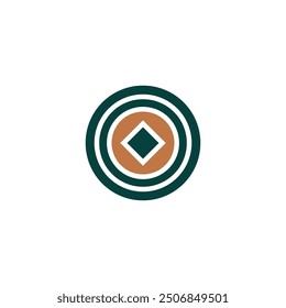 Centro del círculo del logotipo con el fondo en blanco