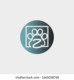 logo circle dog paw with letter z vector design