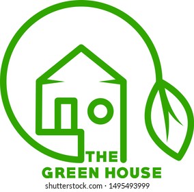 Logo Circle Green House Vector Design