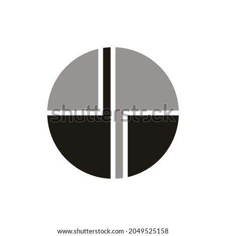logo with a circle image sliced ​​into 4 parts. black and gray color variations. use for company logo, institute logo, production logo etc. the center of the box can be filled with letters as desired