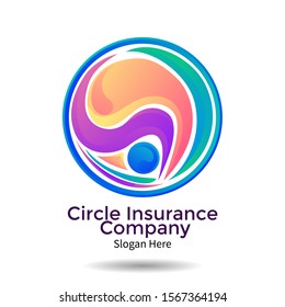 Logo Circle insurance Vector abstract material design style. Graphic for sign or symbol for company business