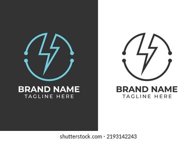 diseño de plantilla de tecnología azul de gran potencia de iluminación de círculo de logotipo 