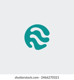 Logo circle liquid blue minimalist design with blank background