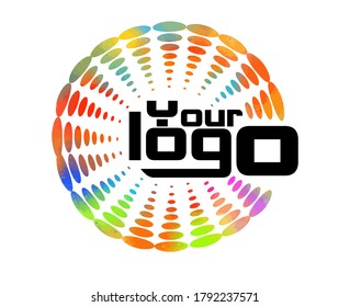 The logo in the circle of ovals. Multicolored round frame for text. Vector illustration.