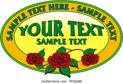 logo circle with red roses and yellow circle