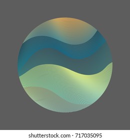 Logo circle ripple with curve lines texture abstract vector illustration. Artistic bright pattern with colorful curves arranged in round shape. Wavy lines circle with ripple texture. Geometric design.