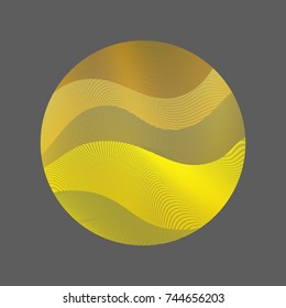 Logo circle ripple with curve lines texture abstract vector illustration. Artistic bright pattern with colorful curves arranged in round shape. Wavy lines circle with ripple texture. Geometric design.