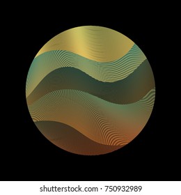 Logo circle ripple with curve lines texture abstract vector illustration. Artistic bright pattern with colorful curves arranged in round shape. Wavy lines circle with ripple texture. Geometric design.