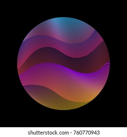 Logo circle ripple with curve lines texture abstract vector illustration. Artistic bright pattern with colorful curves arranged in round shape. Wavy lines circle with ripple texture. Geometric design.