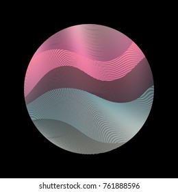 Logo circle ripple with curve lines texture abstract vector illustration. Artistic bright pattern with colorful curves arranged in round shape. Wavy lines circle with ripple texture. Geometric design.
