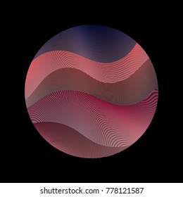 Logo circle ripple with curve lines texture abstract vector illustration. Artistic bright pattern with colorful curves arranged in round shape. Wavy lines circle with ripple texture. Geometric design.
