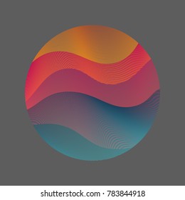 Logo circle ripple with curve lines texture abstract vector illustration. Artistic bright pattern with colorful curves arranged in round shape. Wavy lines circle with ripple texture. Geometric design.