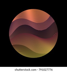 Logo circle ripple with curve lines texture abstract vector illustration. Artistic bright pattern with colorful curves arranged in round shape. Wavy lines circle with ripple texture. Geometric design.