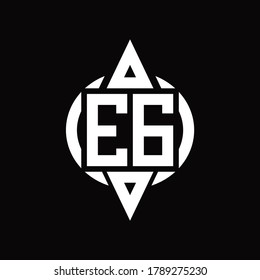 EG Logo with circle rounded combine triangle top and bottom side design template