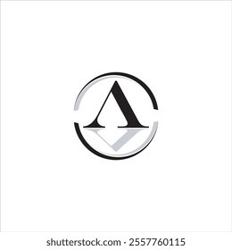 A logo with circle and shadow in black and gray