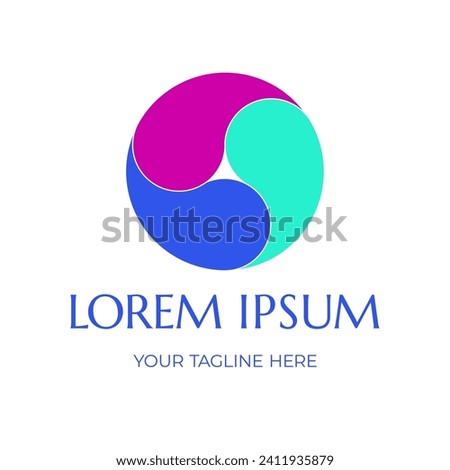 Logo circle and three drop as elements. Oriental symbol, magic and mysticism. Logotype Design template for your company